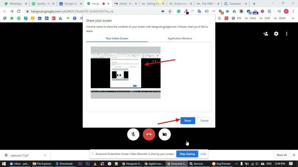share the entire screen