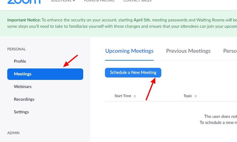 create a meeting ans schedule a new meeting