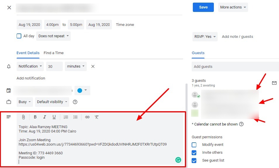 add this deadd this details in the google meet invitation and add emailstails in the google meet invitation and add emails
